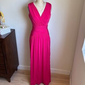 BCBGMaxAzria Bright Fuchsia V-Neck Maxi Dress